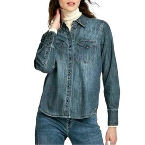 Nili Lotan X Target Denim Shirt 2X? Pearl Snap Buttons Western Cowgirl